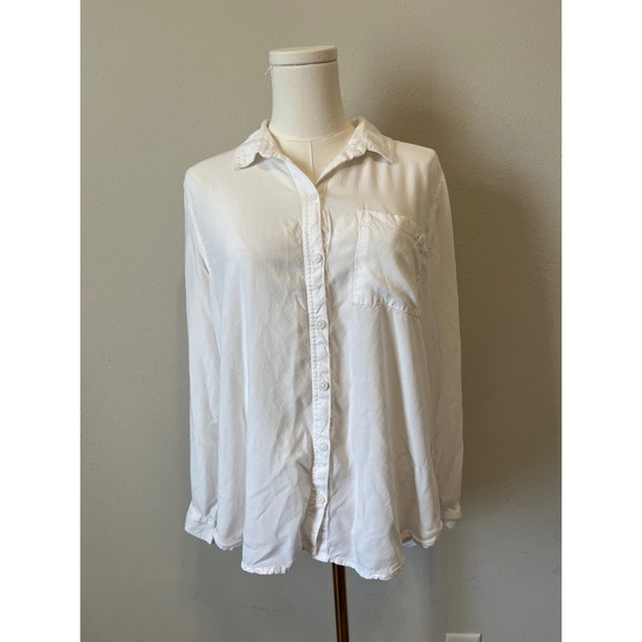 beachlunchlounge Tops - NWT Beach Lunch Lounge Arya White Button Down Shirt Style L Linen Blend EcoVero